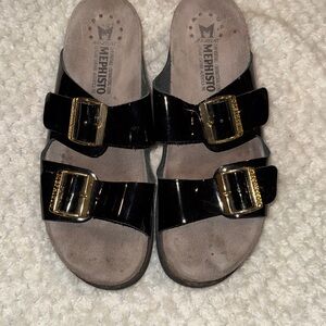 Mephisto gold buckle sandals, size 41 or 11